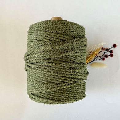 Khaki Cotton Macrame Cord - Eco range 4mm 3ply twisted 1kg